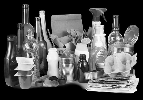 A collection of various discarded waste items arranged on a flat surface, including plastic bottles of different shapes and sizes, some with caps and labels removed, a cardboard box filled with miscellaneous rubbish, crumpled paper, and plastic containers. The bottles appear to be made of clear, semi-transparent plastic with smooth surfaces, and some have textured or ribbed sections. The cardboard box is upright and partially open, with items spilling out, while the paper and containers are stacked or scattered around the box. The environment appears to be an indoor setting or a designated waste collection area, with a dark background that emphasizes the waste materials. This image visually represents general rubbish suitable for a professional waste removal service like Commercial Waste Carshalton, focusing on typical household or commercial waste items such as bottles, paper, and packaging materials.